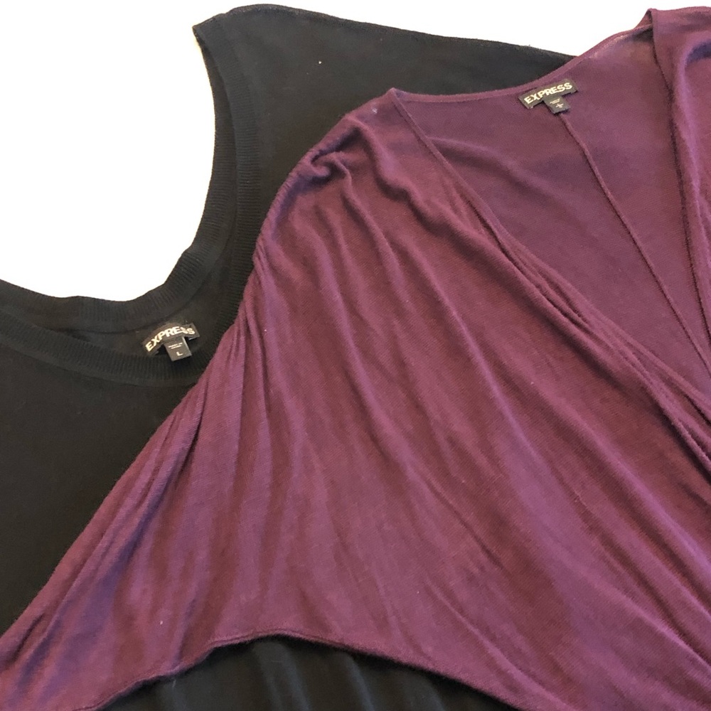 Set of 2 Express Sweaters - Both Size Large - One Burgandy, One Black